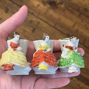 Occupied Japan Victorian Lady Toothpick Holders Set of 3